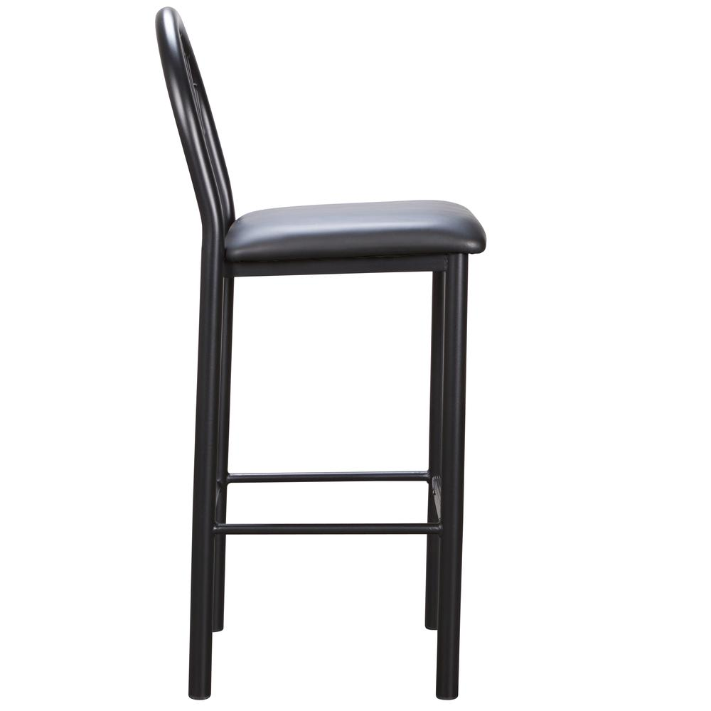 Set of two black Thayer barstools by Start2Finish, featuring sleek modern design with wooden legs and cushioned seats.