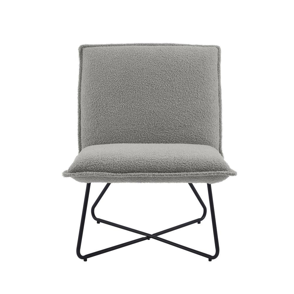 Start2Finish Kelvin Sherpa Grey Chair showing plush fabric upholstery and modern furniture design.