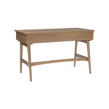 Ryker Rattan Desk by Start2Finish, a stylish furniture piece with a rattan surface and wooden legs for modern home office decor.