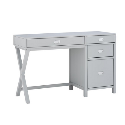 Gray Peggy Side Storage Desk by Start2Finish, showing the desk with side storage compartments and a modern furniture design.