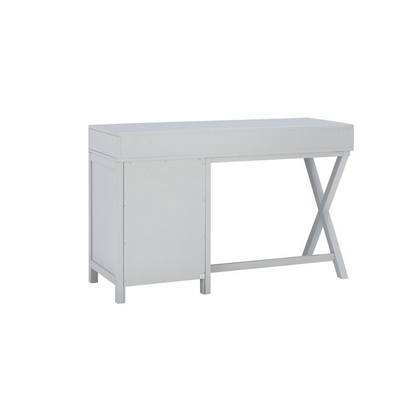 Gray Peggy Side Storage Desk by Start2Finish, showcasing its sleek design and side storage compartments in a modern furniture style.