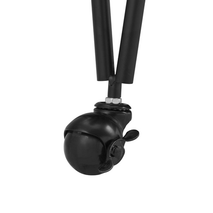 Black mid-century bar cart by Start2Finish with two shelves, casters, and a sleek modern design for stylish beverage storage.