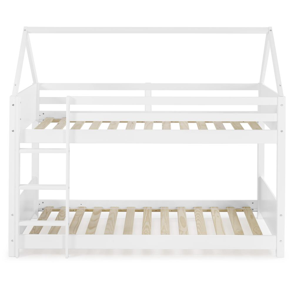 White Maison Twin Bunkbed by Start2Finish, showcasing sturdy wooden frame and ladder, ideal for space-saving bedroom furniture.
