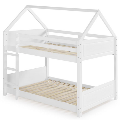 White Maison Twin Bunk Bed by Start2Finish, sturdy wooden furniture with safety rails and ladder for kids&
