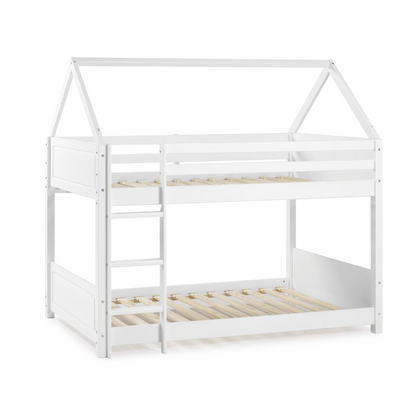 White Maison Twin Bunkbed by Start2Finish, sturdy wooden furniture with top and bottom sleeping spaces, ideal for children&