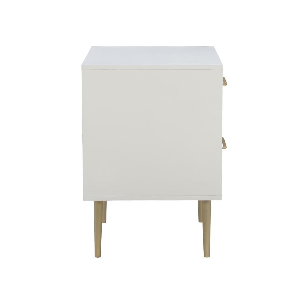 Start2Finish Gloria two-drawer nightstand with wooden finish and sleek modern design, featuring two spacious drawers.