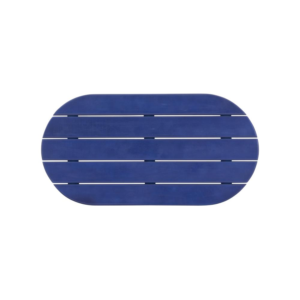 Blue Adirondack coffee table from Start2Finish furniture, featuring a sturdy wooden design and a flat surface for drinks and decor.
