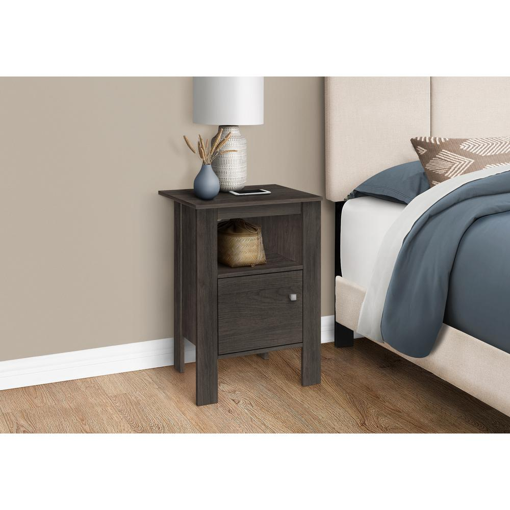 Start2Finish brown accent side table with storage, nightstand, and lamp for living room or bedroom decor.