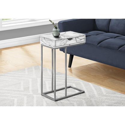 Start2Finish C-shaped accent table with storage drawer, ideal as side or end table for living room or bedroom decor.