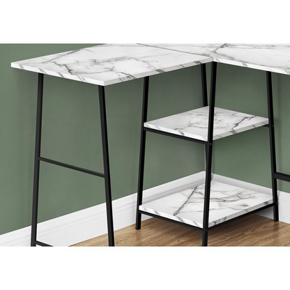 Start2Finish L-shaped computer desk for home office with corner design and storage shelves, 48 inches long, black finish.