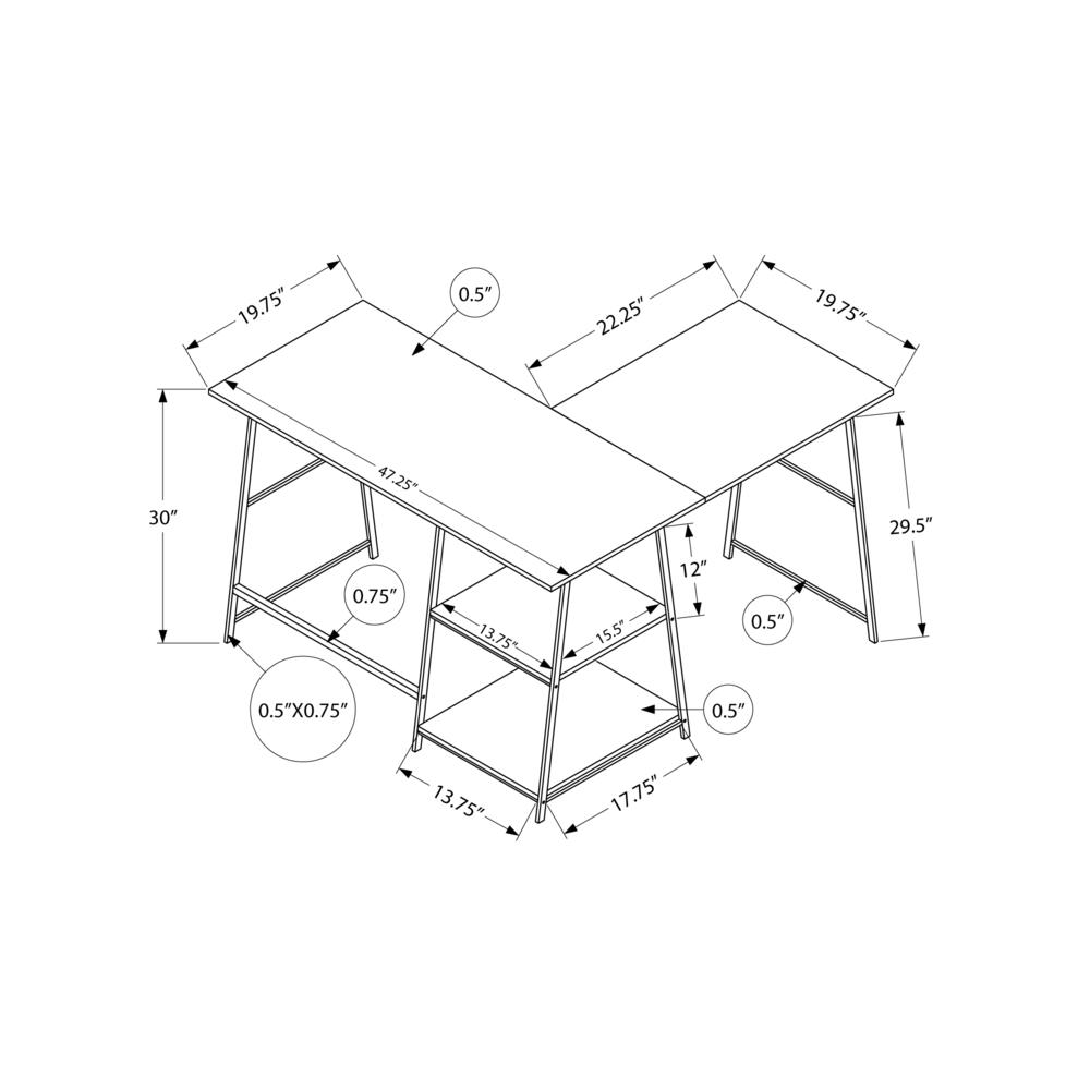 Start2Finish L-shaped corner computer desk with storage shelves for home office use, featuring a spacious work surface and organized shelving.