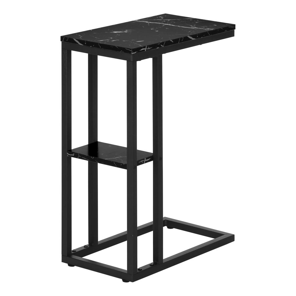 Start2Finish C-shaped accent table, end side snack table for living room or bedroom, with a modern design and wooden finish.