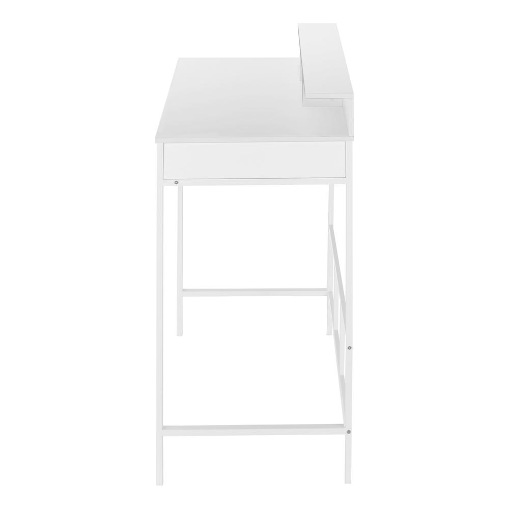 Start2Finish computer desk for home office with standing height, storage shelves, and space for laptop and work setup.