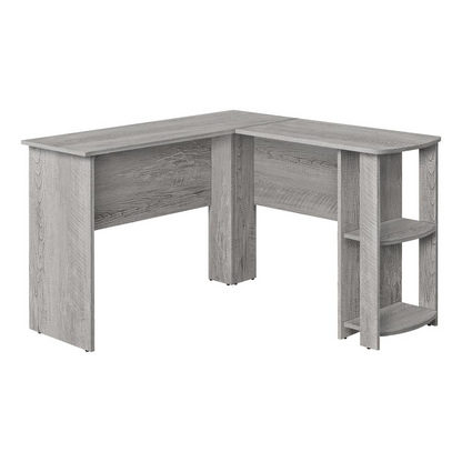 Start2Finish L-shaped computer desk with corner design and storage shelves for home office workspaces, 48 inches long.