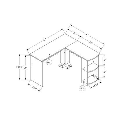 Start2Finish L-shaped computer desk with corner design and storage shelves, ideal for home office workspace.