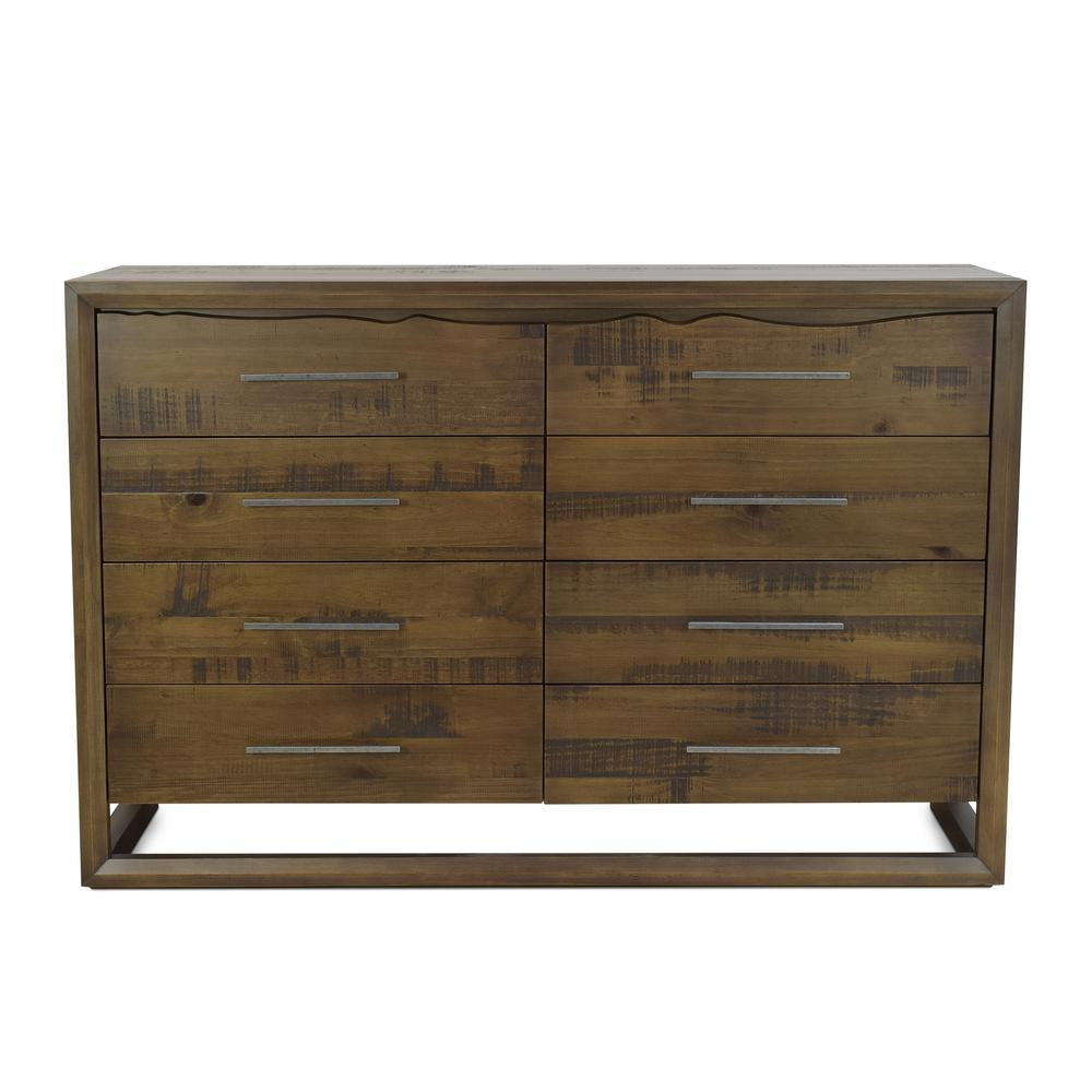 Start2Finish Lofton Eight Drawer Dresser with dark wood finish, featuring sleek metal handles and spacious storage drawers.