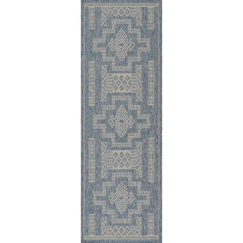 Transitional blue rectangle area rug by Start2Finish, 4&