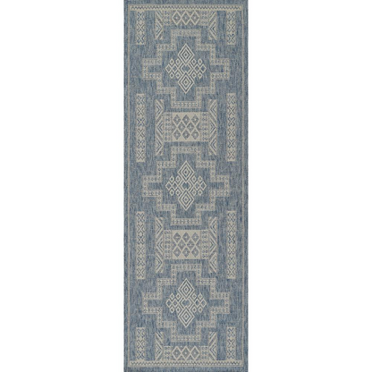 Transitional blue rectangle area rug by Start2Finish, 4&