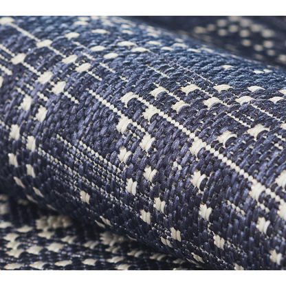 Start2Finish navy rectangular area rug with a transitional design, 8&