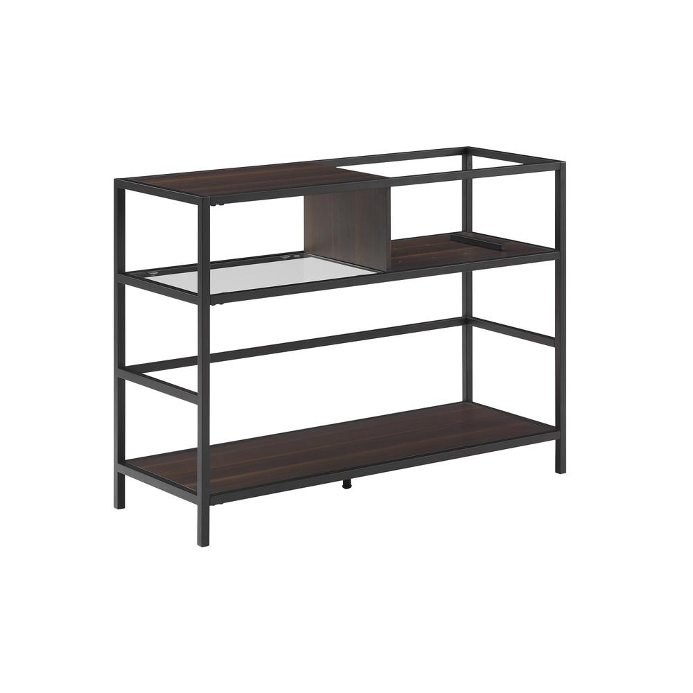 Start2Finish Provo record player stand with built-in vinyl storage, showcasing a wooden furniture piece with a record player on top.