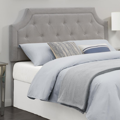 Grey Alta Full/Queen Headboard by Start2Finish, showcasing a modern fabric headboard with clean lines and padded design.
