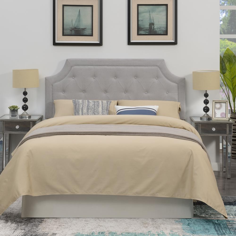Grey Alta Full/Queen Headboard by Start2Finish, showcasing a modern upholstered headboard with clean lines and plush fabric.