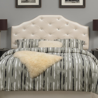 Silver PU Dawson Queen Headboard by Start2Finish, showcasing a stylish upholstered furniture piece with a sleek design.