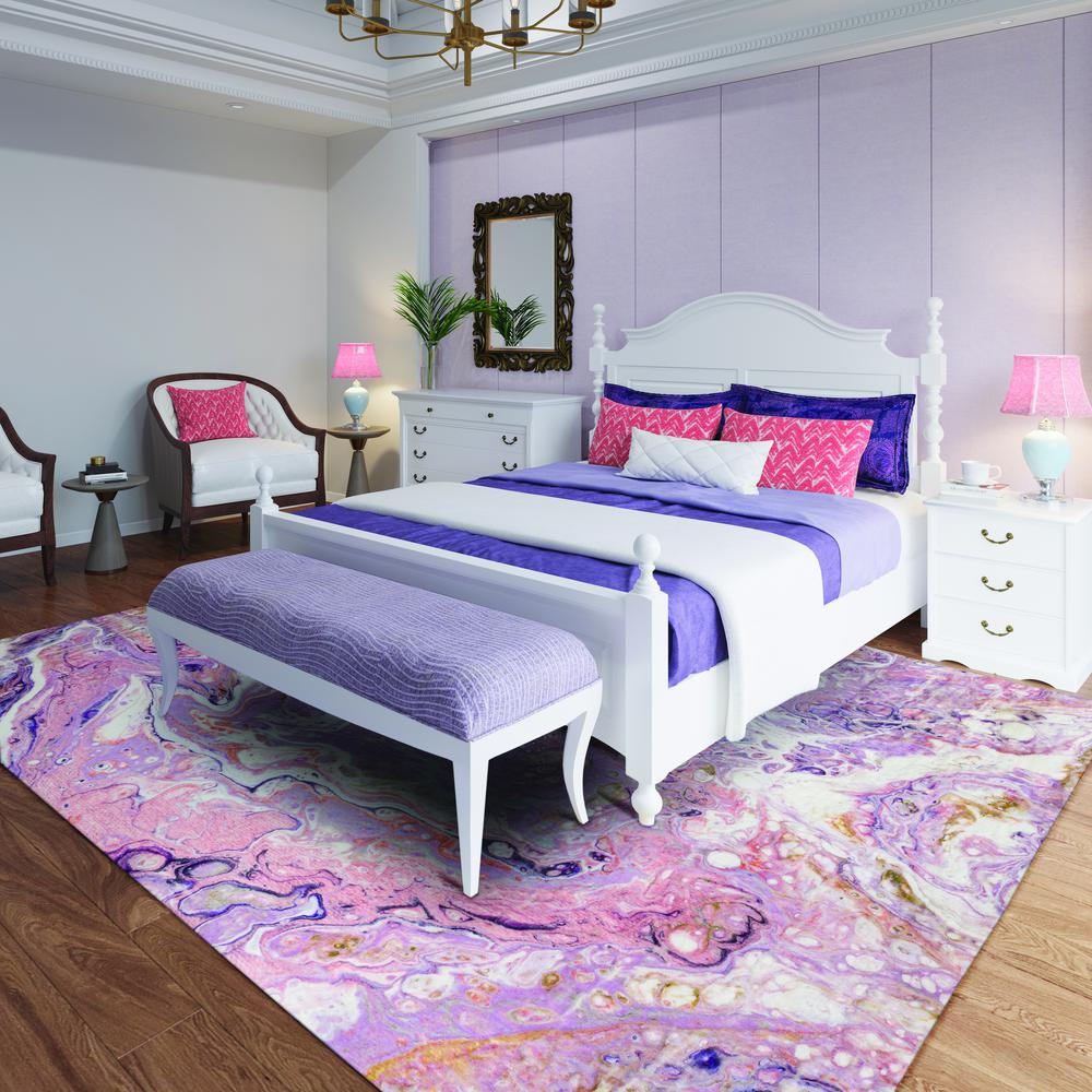 Start2Finish Kikiamo KK6 Primrose 8x10 rug with intricate floral pattern and soft pastel colors on a neutral background.