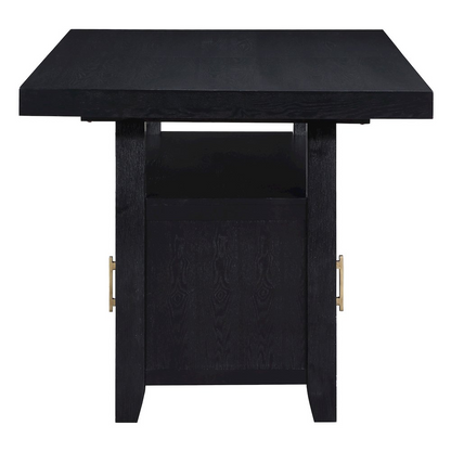 Yves Black Counter Table with Storage from Start2Finish, featuring a sleek black finish and built-in storage compartments.