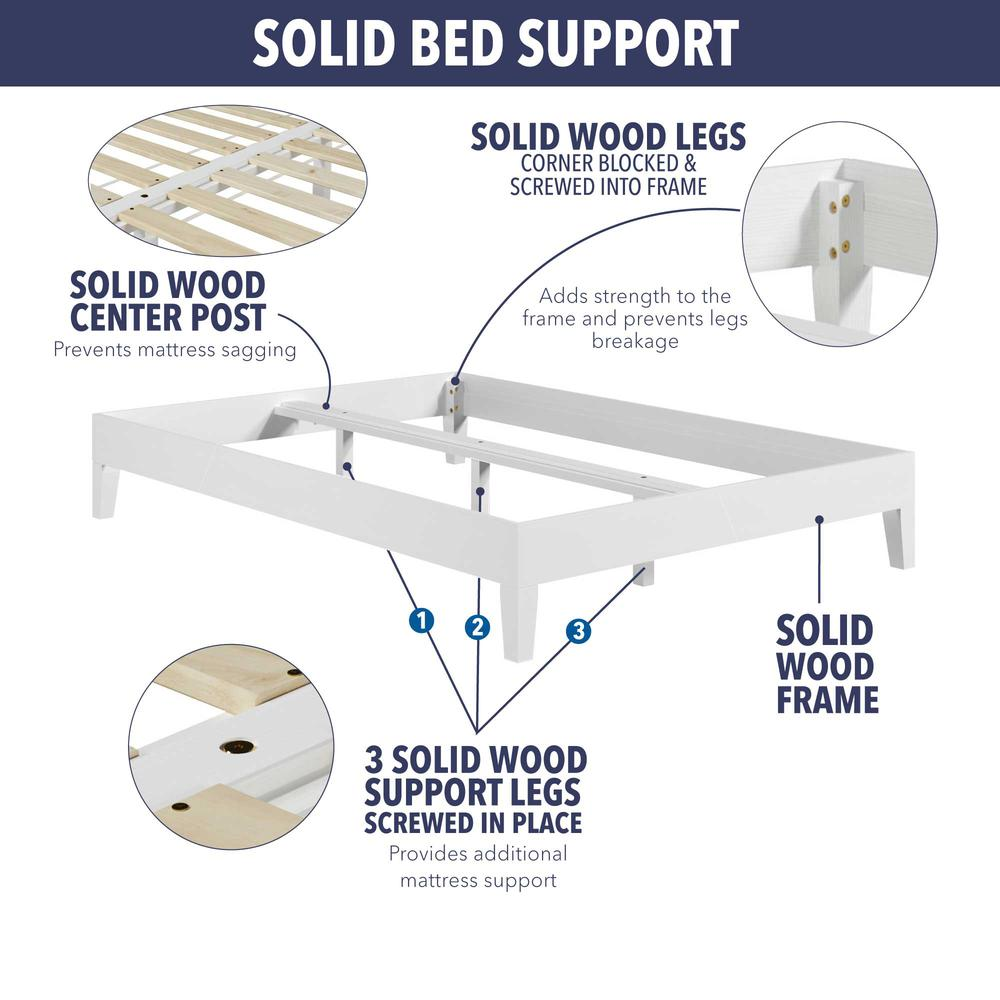 White Nix Solid Wood King Platform Bed by Start2Finish, showcasing a modern furniture design with a sturdy frame and clean lines.