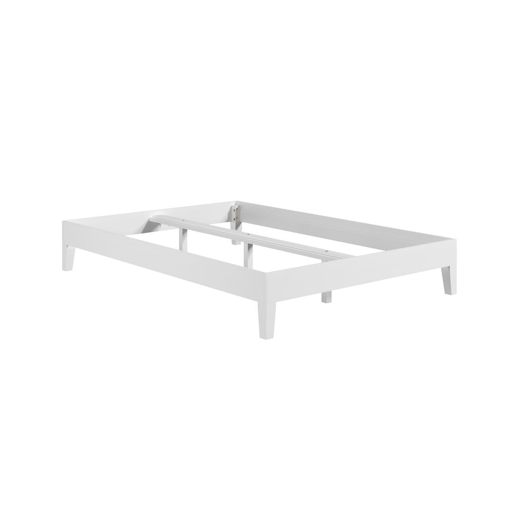 Start2Finish Nix Solid Wood Full Platform Bed in white, showcasing a sleek, sturdy wooden bed frame with a clean finish.