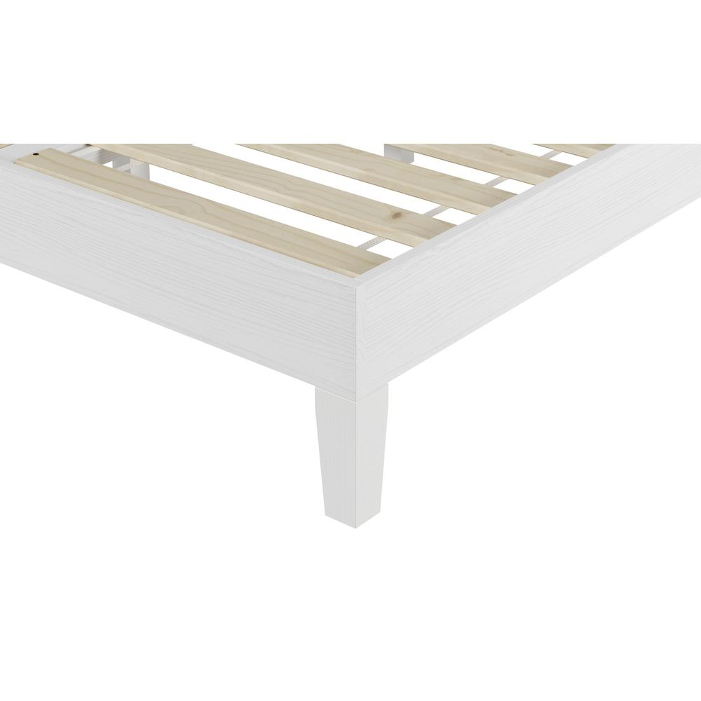 White Nix Solid Wood Full Platform Bed by Start2Finish with clean, modern design and sturdy wooden frame.