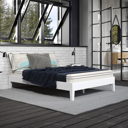 Start2Finish Nix Solid Wood Full Platform Bed in white with clean, modern design and sturdy wooden frame.
