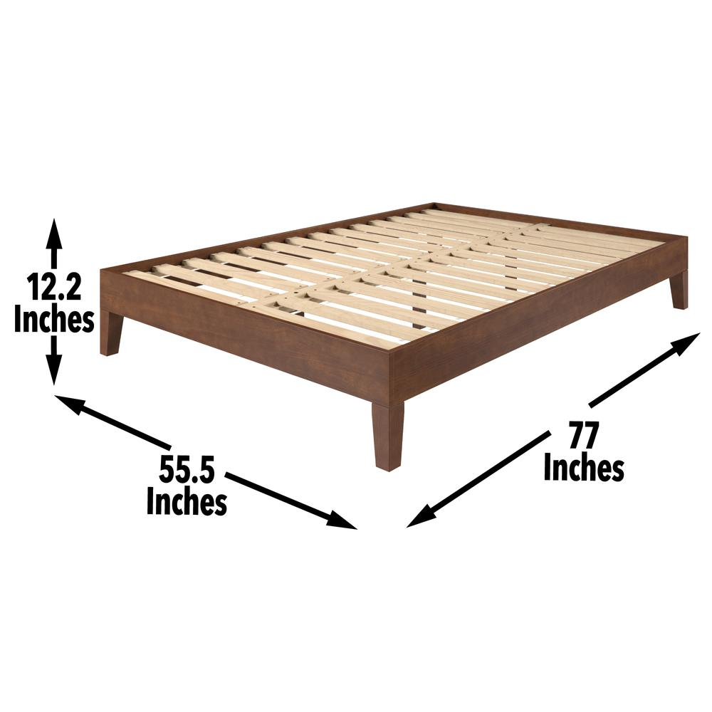 Solid wood full platform bed in natural finish by Start2Finish, featuring a sturdy frame and clean, modern design.
