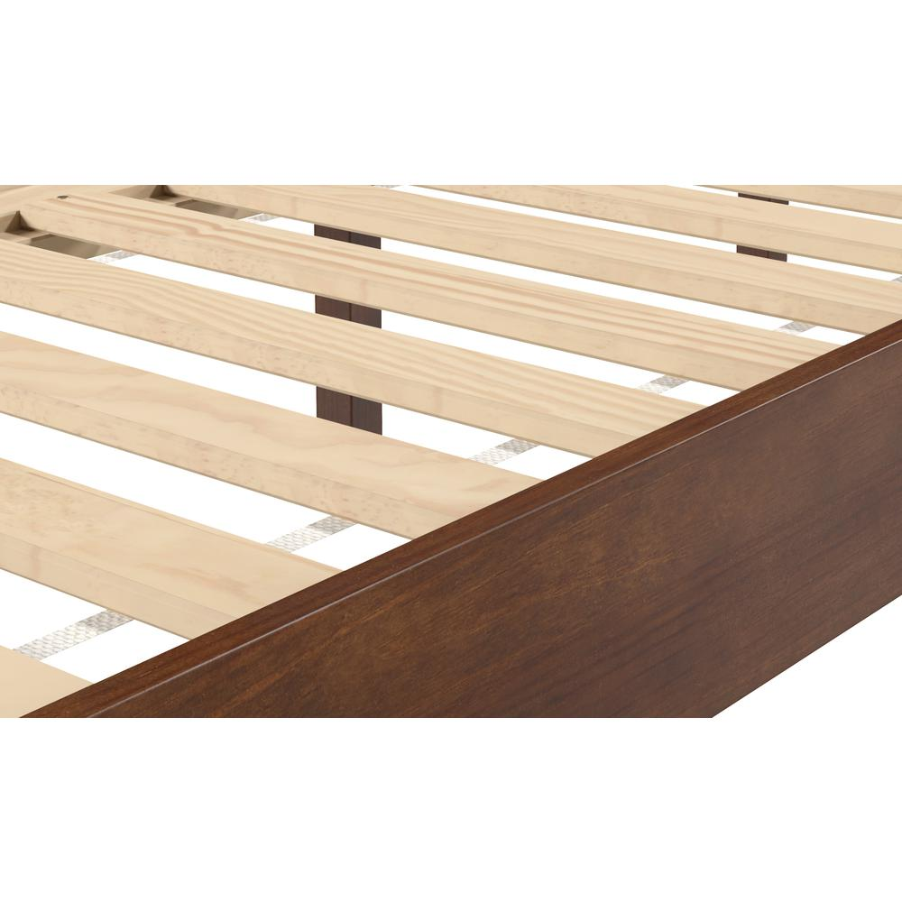Nix Solid Wood Full Platform Bed in natural finish with clean lines and sturdy wooden frame.