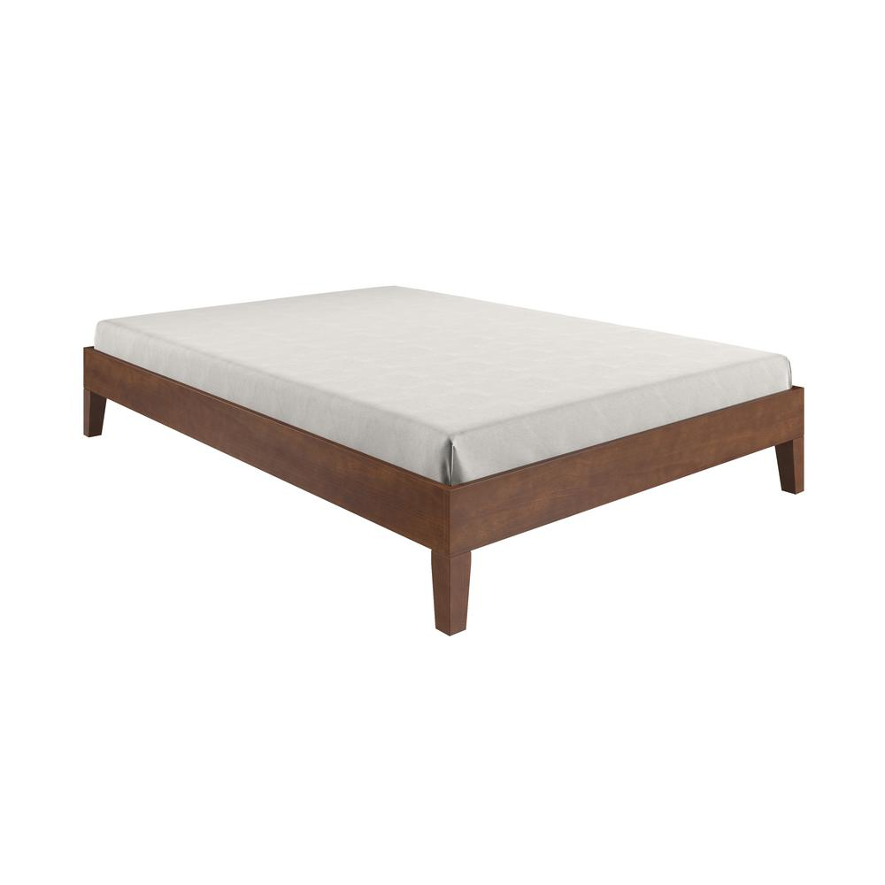 Start2Finish Nix Solid Wood Full Platform Bed in natural finish, showcasing a sturdy wooden frame and clean design.