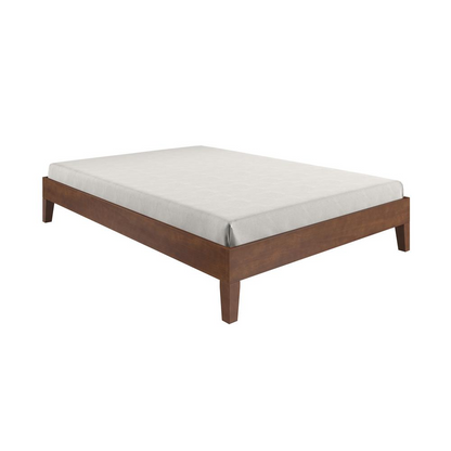 Start2Finish Nix Solid Wood Full Platform Bed in natural finish, showcasing a sturdy wooden frame and clean design.