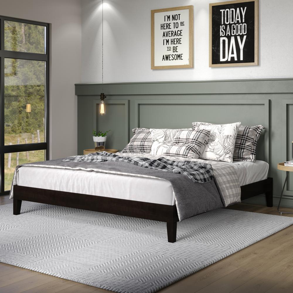 Start2Finish Nix King Platform Bed in black with a sleek, modern frame and headboard, shown in a contemporary bedroom setting.