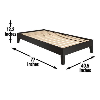 Start2Finish Nix Solid Wood Platform Bed in black with a sleek, modern design and sturdy wooden frame.
