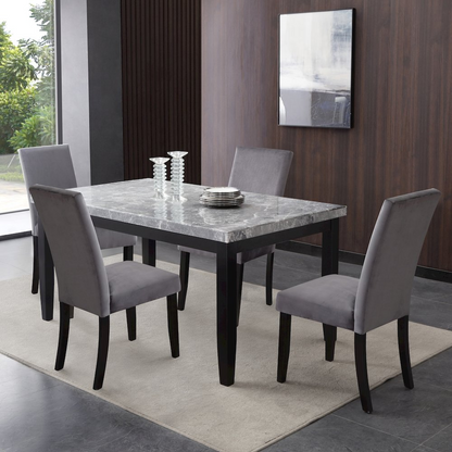 Start2Finish Napoli 64-inch gray marble dining table with sleek modern design and sturdy base for elegant dining spaces.
