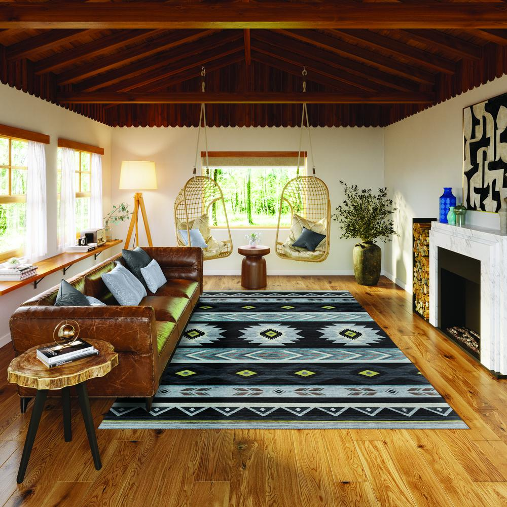 Start2Finish Sonora ASO33 Midnight washable indoor/outdoor rug, 5&