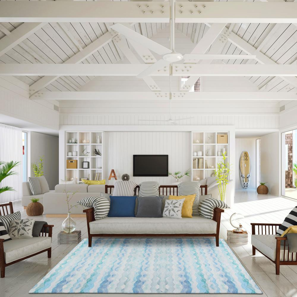 Blue Washable Surfside ASR46 9x12 indoor/outdoor rug by Start2Finish, featuring a coastal-inspired design and durable fabric.