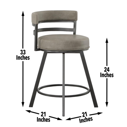 Gene Swivel 24-inch counter stool by Start2Finish featuring a metal frame, wooden seat, and swivel functionality.