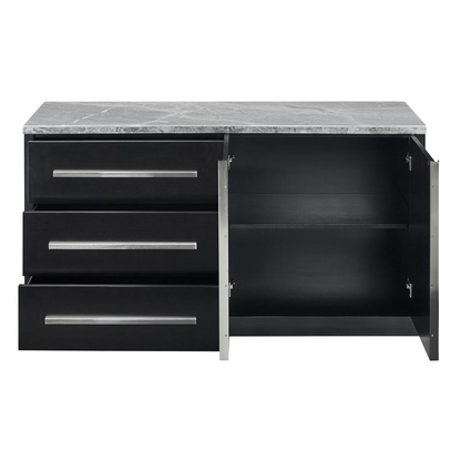 Start2Finish Camila Gray marble top server with sleek design and sturdy wooden base, perfect for serving and display.