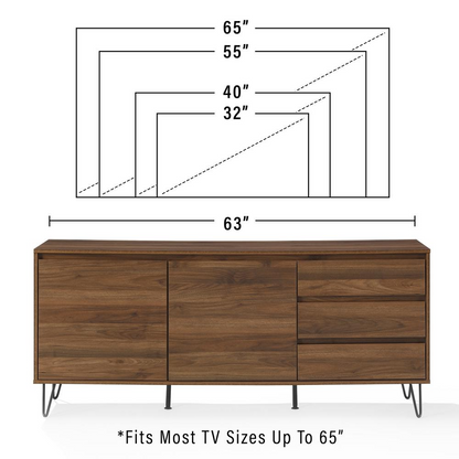 Start2Finish Teagan Record Storage Sideboard with wooden finish, featuring cabinet doors and storage drawers.