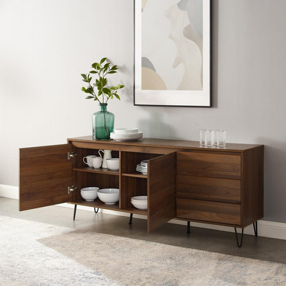 Teagan Record Storage Sideboard by Start2Finish, featuring a modern wooden design with multiple storage compartments.