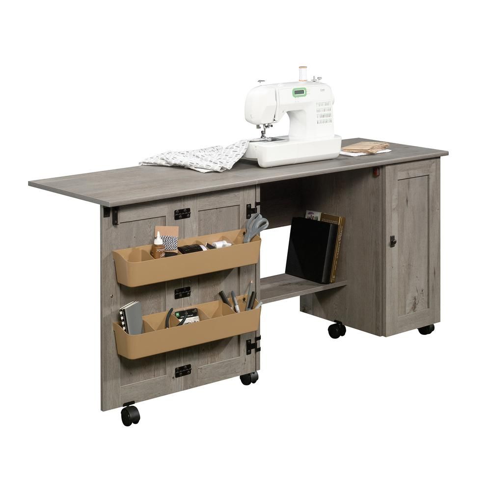Start2Finish craft and hobby storage unit in Mystic Oak finish with multiple compartments for organization and craft supplies.