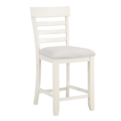 White 24-inch counter stool by Start2Finish with a modern design and sturdy metal frame, ideal for kitchen or bar seating.