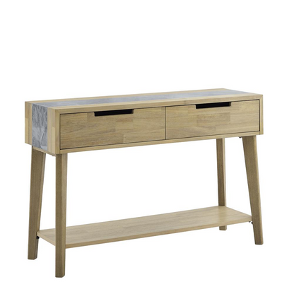 Start2Finish Calgary Sintered Stone Sofa Table with sleek surface and modern design, shown in a contemporary living room setting.