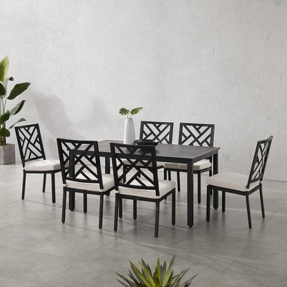 Locke 7-piece outdoor dining set by Start2Finish with a table and six chairs, ideal for patio or garden outdoor dining.